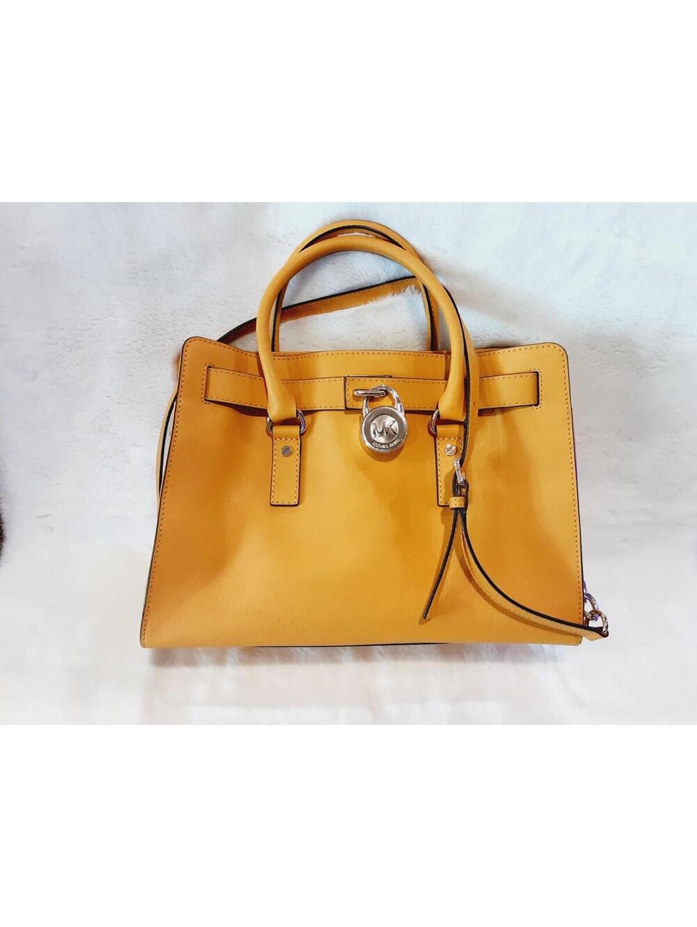 Michael Kors Hamilton MD Leather Satchel Bag  (Golden Rod)